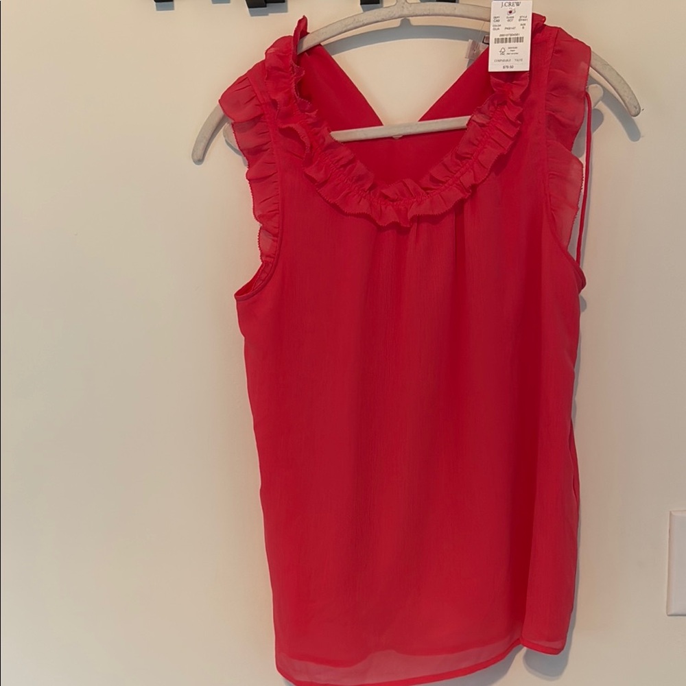 J. Crew Pink Ruffled Sleeveless Blouse
